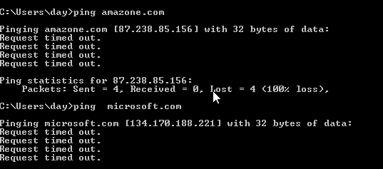 ping request screen